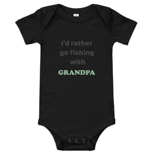 Id rather go fishing with grandpa baby short sleeve one piece onesie