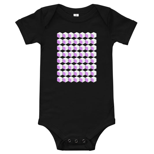 Purple Cube Illusion Baby Onesie Bodysuit