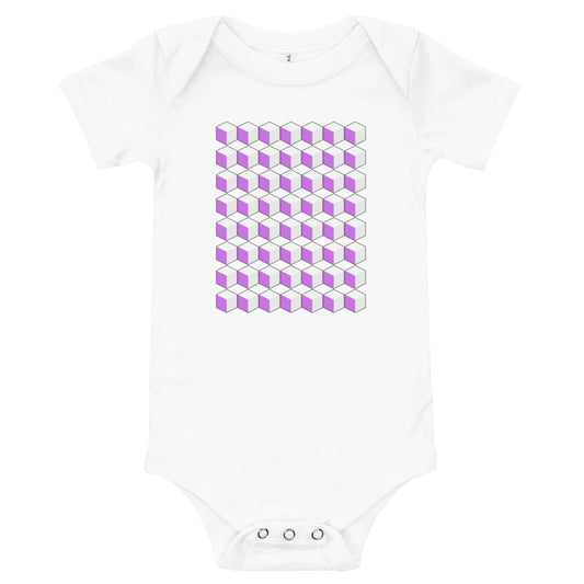 Purple Cube Illusion Baby Onesie Bodysuit