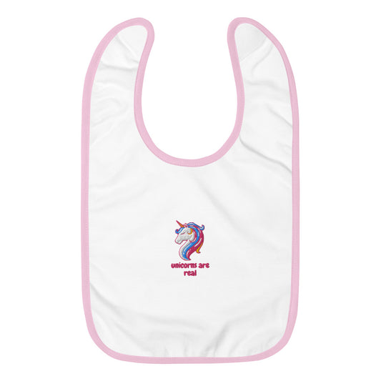 Unicorns Are Real Embroidered Baby Bib